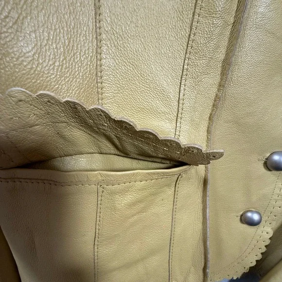 Vintage Y2K Cami NYC Western Cutouts Scalloped Edge Leather Jacket Size 16